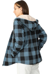 Women's Sherpa-Lined Flannel Hoodie, Full Zip Up