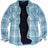 Front view of sky blue men's soft snap button flannel checked jacket