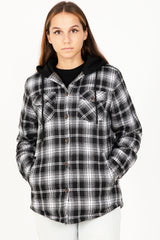 Women's Matching Family Black White Quilted Flannel Hoodie