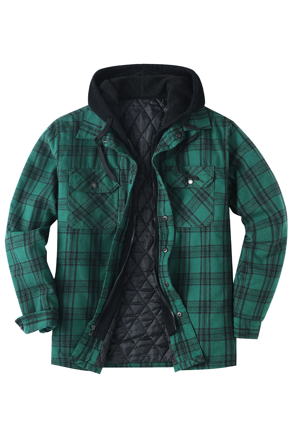 Matching Family Outfits -Men's Green Buffalo Plaid Hooded Shacket ...