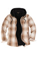  Front view of khaki men's flannel hoodie