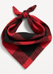 Front view of pet red buffalo check pets bandana