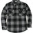 Front view of button closed gray men's cozy stalwart heavyweight flannel shirt