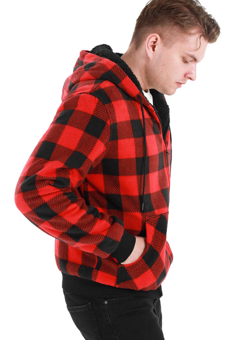 Men's Matching Family Thick Checkered Red Plaid Hoodie