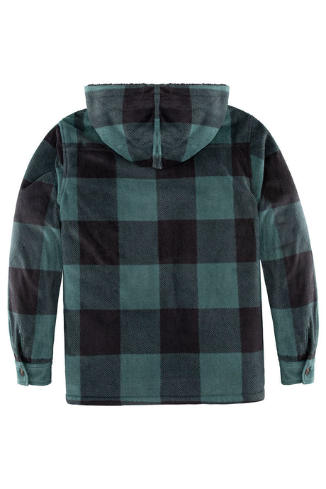 Men's Matching Family Fleece Green Plaid Shirt Jacket