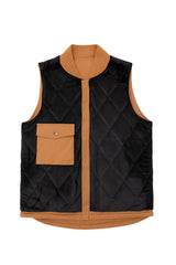 Detail of the inside pocket on men's quilted lined canvas work vest