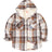 Front view of girls khaki hooded flannel shirt jacket