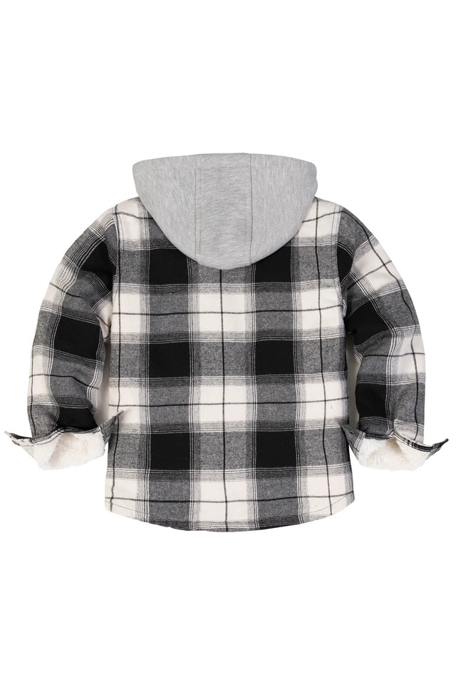 Toddler Boys and Girls Sherpa-Lined Full Zip Hooded Plaid Flannel Shirt