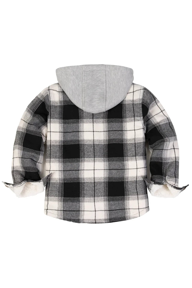 Toddler Matching Family Zip Up Black White Flannel Hoodie