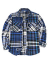 Front view of royal blue men's stalwart heavyweight flannel plaid shirt