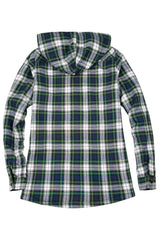 Women's Matching Family Sherpa Lined Green Flannel Jacket with Hood