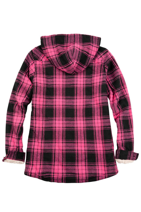 Women's Matching Family Sherpa Lined Pink Flannel Jacket with Hood