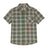 Front view of kids green gray plaid short sleeve shirt