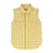 Front view of kid's lemon western snap plaid vest