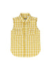 Front view of kid's lemon western snap plaid vest