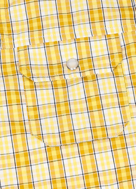 Detail of pocket with pearl snap on kid's lemon western sleeveless vest