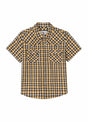 Front view of kids bumblebee short-sleeve western shirt