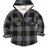 Front view of boys black grey flannel jacket