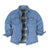 Front view of kids light blue flannel lined jean shacket 