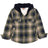 Front view of kids tea green flannel jacket