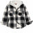 Front view of kids fleece-lined midnight black flannel jacket