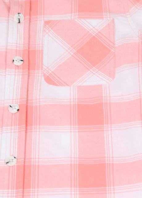 Close-up of kid's cotton single layer shirt with pocket