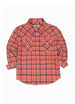 Front view of watermelon red kid's long-sleeve western shirt