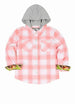 Front view of kid's wildlife adventure single layer hooded shirt