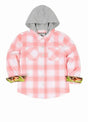 Front view of kid's wildlife adventure single layer hooded shirt