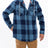 Men in a blue heavyweight flannel hoodie