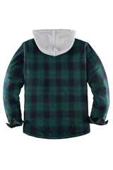 Men's Matching Family Quilted Lined Green Plaid Hoodie