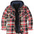 Front view of kelly green men's sherpa lined plaid flannel shacket 