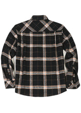 Back view of dark chocolate men's stalwart heavyweight cotton flannel shirt