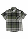 Front view of kids forest shadow short sleeve flannel shirt