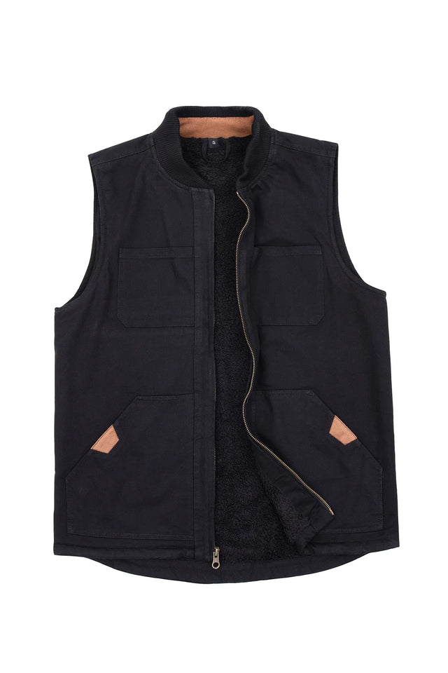 Men's Work Utility Canvas Vest, Sherpa Lined