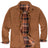 Front view of men's tobacco flannel lined heavy utility shirt jacket