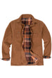 Front view of men's tobacco flannel lined heavy utility shirt jacket