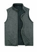 Front view of dark grey men's sweater fleece vest 