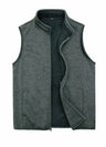 Front view of dark grey men's sweater fleece vest 