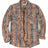 Front view of men's acid washed plaid flannel shirt