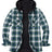 Front view of a men's dress gordon warm flannel jacket with hood 