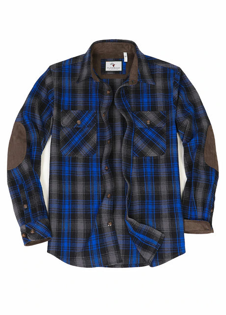 Front view of sky slate men's rugged ridge flannel shirt 