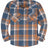 Front view of fall men's snap front long sleeve plaid flannel shirt