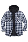 Men's Sherpa Lined Full Zip Up Plaid Flannel Hooded Jacket