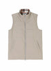  Front view of the zipper closed light gray men's lightweight flannel lined puffer vest