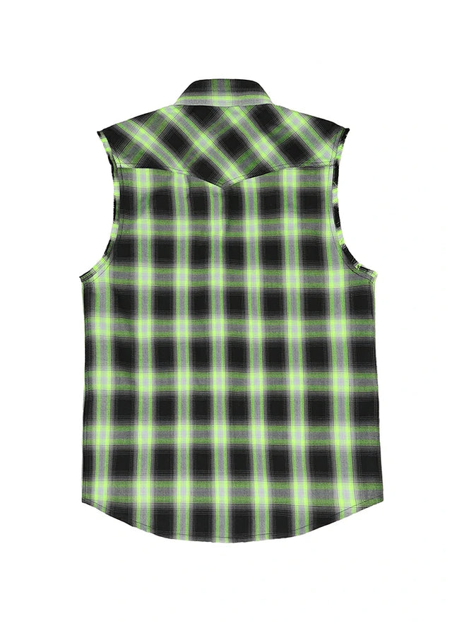 Men's Western Outdoor Plaid Vest, Snap Pearl