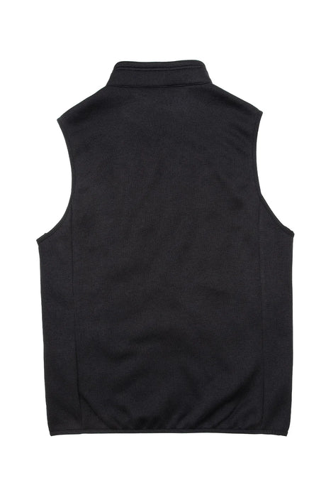 Back view of black men's sweater fleece vest with sherpa lining