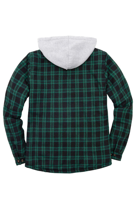 Men's Matching Family Quilted Lined Green Plaid Hoodie