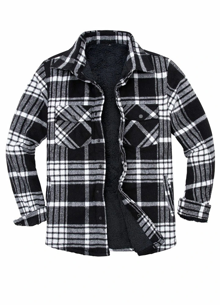 Men's Sherpa Lined Thick Flannel Shirt Jacket,Snap Plaid – FlannelGo