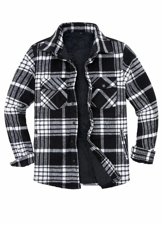 Men s Sherpa Lined Thick Flannel Shirt Jacket Snap Plaid FlannelGo